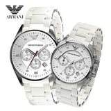 Buy Shop Emporio Armani Sport Chronograph White Dial White Silicone Strap Watch For Men - AR5859 USA Online