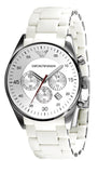 Buy Shop Emporio Armani Sport Chronograph White Dial White Silicone Strap Watch For Men - AR5859 USA Online