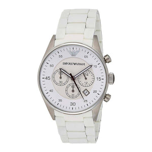 Buy Shop Emporio Armani Sport Chronograph White Dial White Silicone Strap Watch For Men - AR5859 USA Online