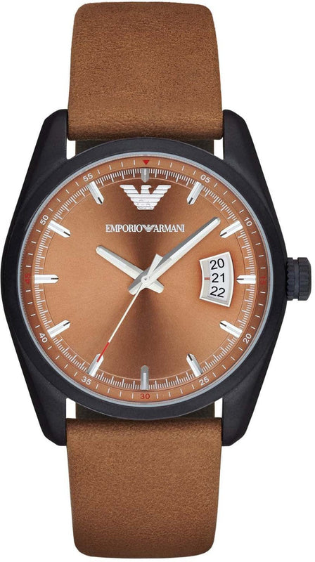 Buy Shop Emporio Armani Sportivo Analog Brown Dial Brown Leather Strap Watch For Men - AR6080 USA Online
