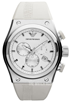 Buy Shop Emporio Armani Sportivo Analog Quartz White Dial White Rubber Strap Watch For Men - AR6103 USA Online