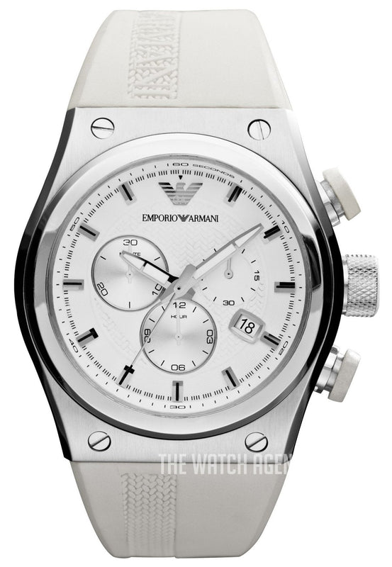 Buy Shop Emporio Armani Sportivo Analog Quartz White Dial White Rubber Strap Watch For Men - AR6103 USA Online