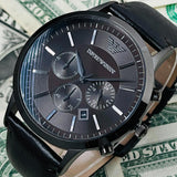 Buy Shop Emporio Armani Sportivo Black Dial Brown Leather Strap Watch For Men - AR2462 USA Online