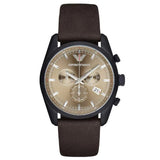 Buy Shop Emporio Armani Sportivo Chronograph Beige Dial Brown Leather Strap Watch For Men - AR6078 USA Online