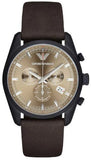 Buy Shop Emporio Armani Sportivo Chronograph Beige Dial Brown Leather Strap Watch For Men - AR6078 USA Online