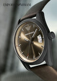 Buy Shop Emporio Armani Sportivo Chronograph Beige Dial Brown Leather Strap Watch For Men - AR6081 USA Online
