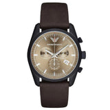 Buy Shop Emporio Armani Sportivo Chronograph Beige Dial Brown Leather Strap Watch For Men - AR6081 USA Online