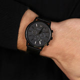 Buy Shop Emporio Armani Sportivo Chronograph Black Dial Black Leather Strap Watch For Men - AR2461 USA Online