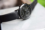 Buy Shop Emporio Armani Sportivo Chronograph Black Dial Black Leather Strap Watch For Men - AR2461 USA Online