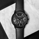 Buy Shop Emporio Armani Sportivo Chronograph Black Dial Black Leather Strap Watch For Men - AR2461 USA Online