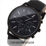 Buy Shop Emporio Armani Sportivo Chronograph Black Dial Black Leather Strap Watch For Men - AR2461 USA Online