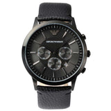 Buy Shop Emporio Armani Sportivo Chronograph Black Dial Black Leather Strap Watch For Men - AR2461 USA Online