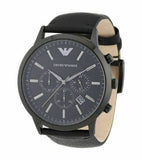 Buy Shop Emporio Armani Sportivo Chronograph Black Dial Black Leather Strap Watch For Men - AR2461 USA Online