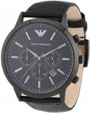 Buy Shop Emporio Armani Sportivo Chronograph Black Dial Black Leather Strap Watch For Men - AR2461 USA Online