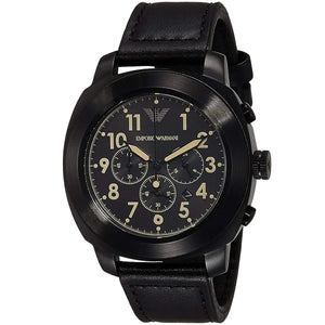 Buy Shop Emporio Armani Sportivo Chronograph Black Dial Black Leather Strap Watch for Men - AR6061 USA Online