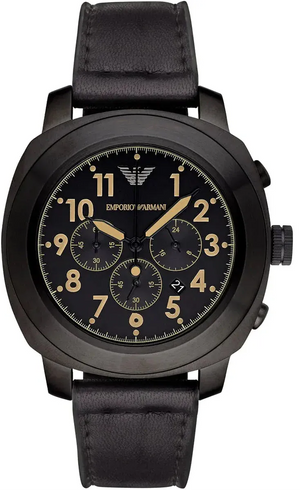 Buy Shop Emporio Armani Sportivo Chronograph Black Dial Black Leather Strap Watch for Men - AR6061 USA Online