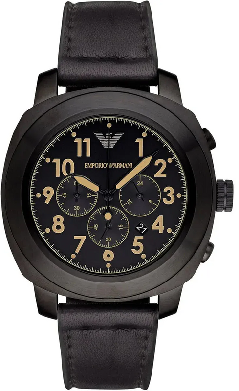 Buy Shop Emporio Armani Sportivo Chronograph Black Dial Black Leather Strap Watch for Men - AR6061 USA Online