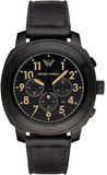 Buy Shop Emporio Armani Sportivo Chronograph Black Dial Black Leather Strap Watch for Men - AR6061 USA Online