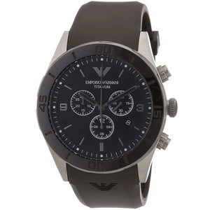 Buy Shop Emporio Armani Sportivo Chronograph Black Dial Brown Silicone Strap Watch for Men - AR9501 USA Online