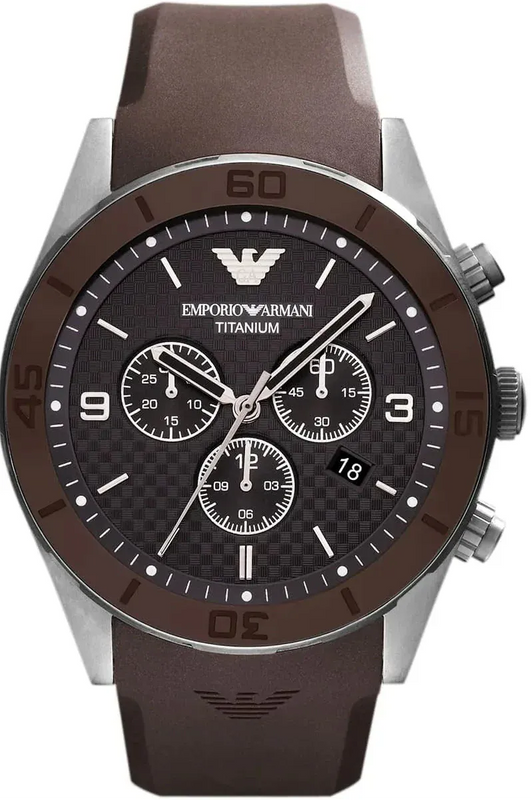Buy Shop Emporio Armani Sportivo Chronograph Black Dial Brown Silicone Strap Watch for Men - AR9501 USA Online