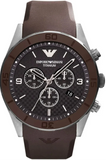 Buy Shop Emporio Armani Sportivo Chronograph Black Dial Brown Silicone Strap Watch for Men - AR9501 USA Online