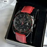 Buy Shop Emporio Armani Sportivo Chronograph Black Dial Red Leather Strap Watch For Men - AR5918 USA Online
