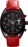 Buy Shop Emporio Armani Sportivo Chronograph Black Dial Red Leather Strap Watch For Men - AR5918 USA Online