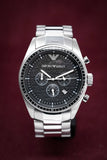 Buy Shop Emporio Armani Sportivo Chronograph Black Dial Silver Stainless Steel Watch For Men - AR0585 USA Online