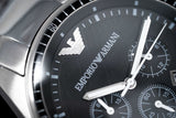 Buy Shop Emporio Armani Sportivo Chronograph Black Dial Silver Stainless Steel Watch For Men - AR0585 USA Online