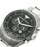 Buy Shop Emporio Armani Sportivo Chronograph Black Dial Silver Stainless Steel Watch For Men - AR0585 USA Online