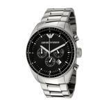 Buy Shop Emporio Armani Sportivo Chronograph Black Dial Silver Stainless Steel Watch For Men - AR0585 USA Online