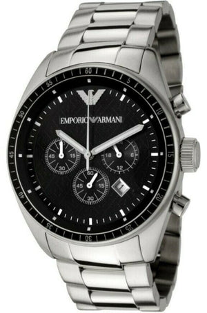 Buy Shop Emporio Armani Sportivo Chronograph Black Dial Silver Stainless Steel Watch For Men - AR0585 USA Online