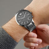Buy Shop Emporio Armani Sportivo Chronograph Black Dial Silver Steel Strap Watch For Men - AR2460 USA Online