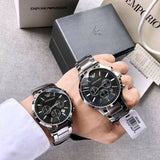 Buy Shop Emporio Armani Sportivo Chronograph Black Dial Silver Steel Strap Watch For Men - AR2460 USA Online