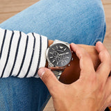 Buy Shop Emporio Armani Sportivo Chronograph Black Dial Silver Steel Strap Watch For Men - AR2460 USA Online