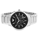 Buy Shop Emporio Armani Sportivo Chronograph Black Dial Silver Steel Strap Watch For Men - AR2460 USA Online