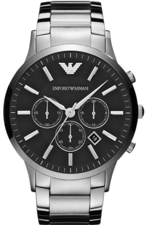 Buy Shop Emporio Armani Sportivo Chronograph Black Dial Silver Steel Strap Watch For Men - AR2460 USA Online