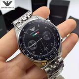 Buy Shop Emporio Armani Sportivo Chronograph Black Dial Silver Steel Strap Watch For Men - AR5984 USA Online