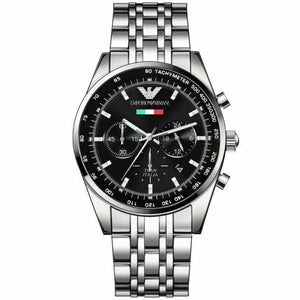 Buy Shop Emporio Armani Sportivo Chronograph Black Dial Silver Steel Strap Watch For Men - AR5984 USA Online