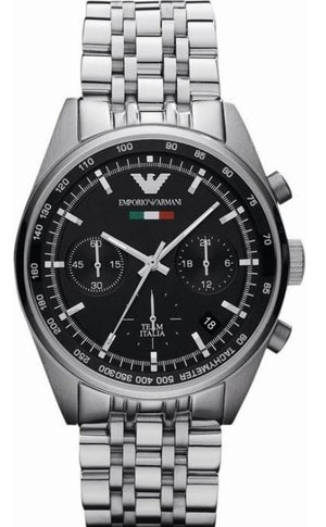 Buy Shop Emporio Armani Sportivo Chronograph Black Dial Silver Steel Strap Watch For Men - AR5984 USA Online