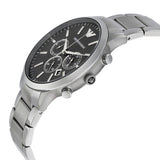 Emporio Armani Sportivo Chronograph Black Dial Silver Steel Strap Watch For Men - AR2460