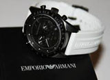Buy Shop Emporio Armani Sportivo Chronograph Black Dial White Rubber Strap Watch For Men - AR6112 USA Online