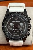 Buy Shop Emporio Armani Sportivo Chronograph Black Dial White Rubber Strap Watch For Men - AR6112 USA Online