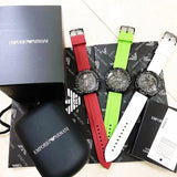 Buy Shop Emporio Armani Sportivo Chronograph Black Dial White Rubber Strap Watch For Men - AR6112 USA Online