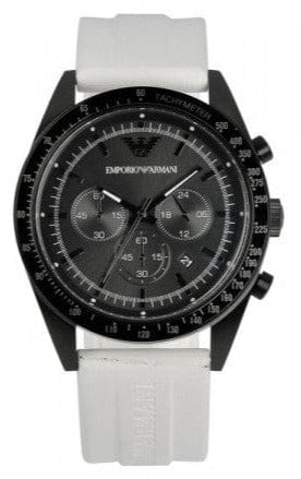 Buy Shop Emporio Armani Sportivo Chronograph Black Dial White Rubber Strap Watch For Men - AR6112 USA Online