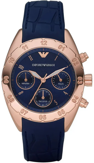 Buy Shop Emporio Armani Sportivo Chronograph Blue Dial Blue Silicone Strap Watch for Women - AR5939 USA Online