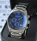 Buy Shop Emporio Armani Sportivo Chronograph Blue Dial Silver Steel Strap Watch For Men - AR5860 USA Online