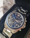 Buy Shop Emporio Armani Sportivo Chronograph Blue Dial Silver Steel Strap Watch For Men - AR6091 USA Online