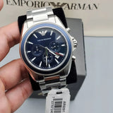 Buy Shop Emporio Armani Sportivo Chronograph Blue Dial Silver Steel Strap Watch For Men - AR6091 USA Online