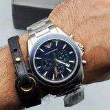Buy Shop Emporio Armani Sportivo Chronograph Blue Dial Silver Steel Strap Watch For Men - AR6091 USA Online